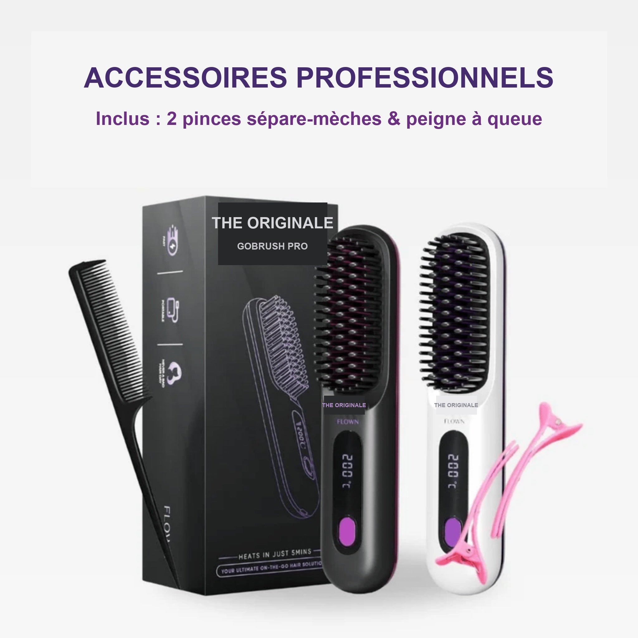 Accessoires professionnels inclus pinces et peigne