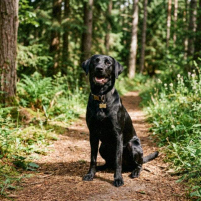 Tyson - Labrador noir agile en forêt