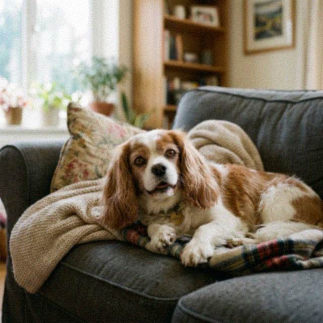 Charly - Cavalier King Charles paisible sur le canapé
