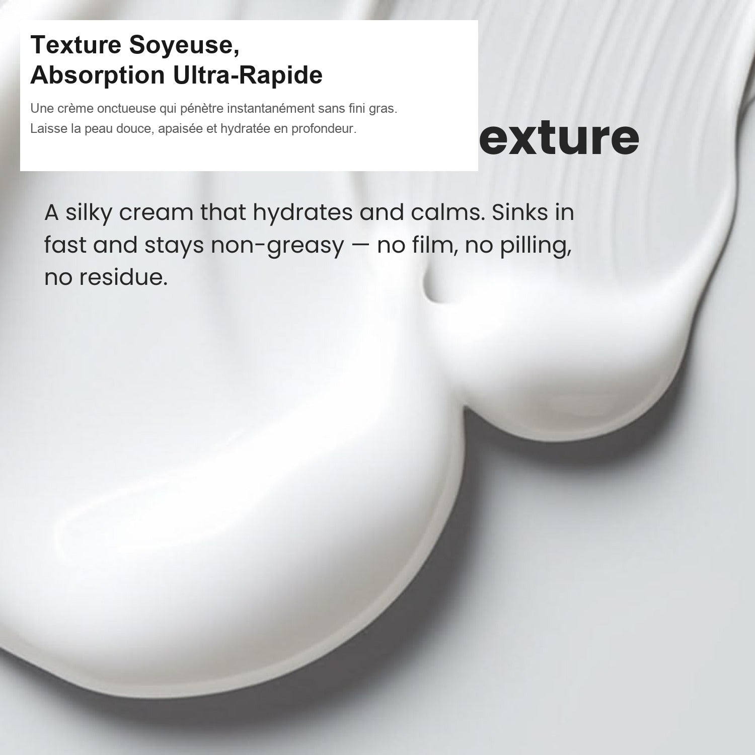 Texture soyeuse absorption ultra rapide