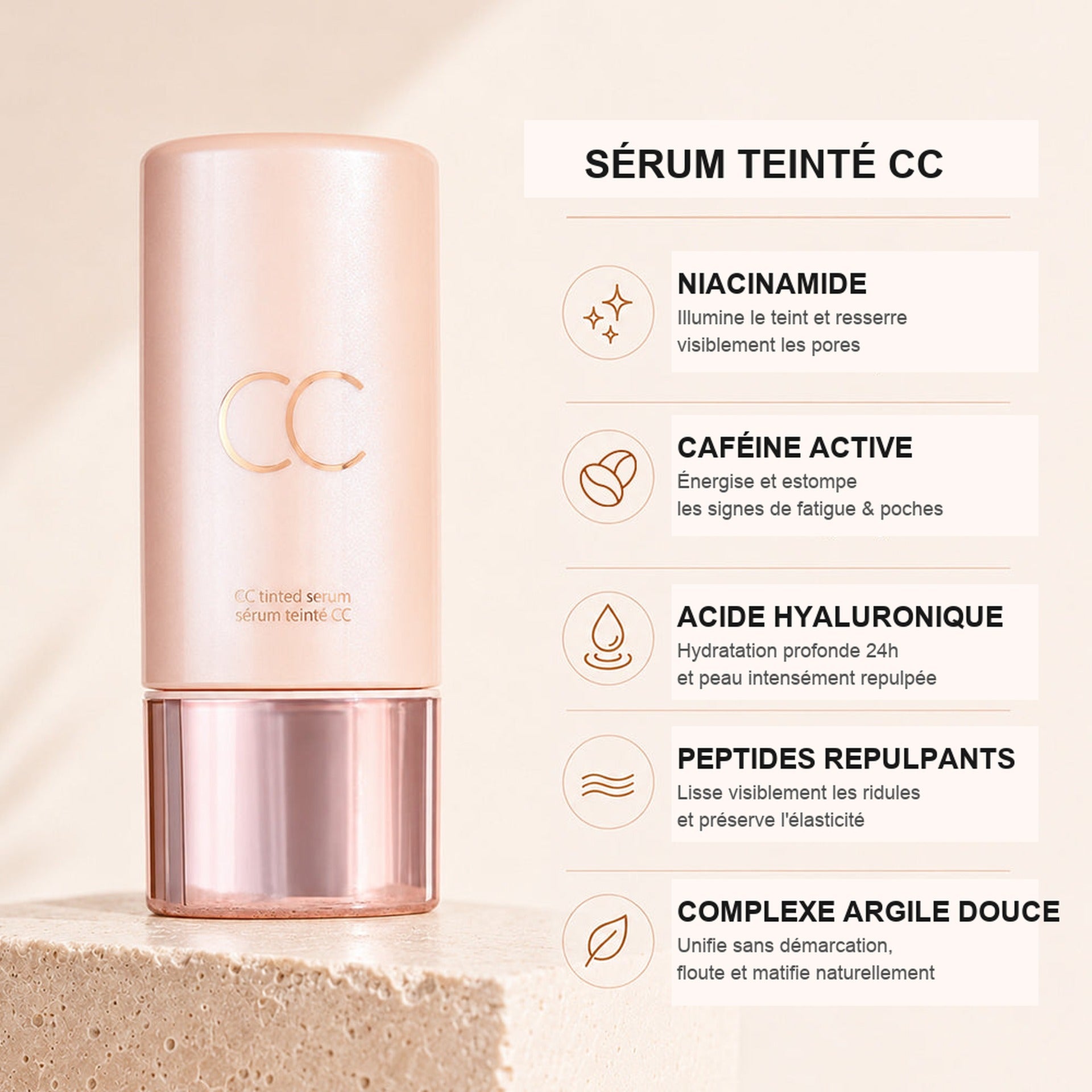Sérum CC - 5 Actifs Clés Niacinamide Caféine Hyaluronique